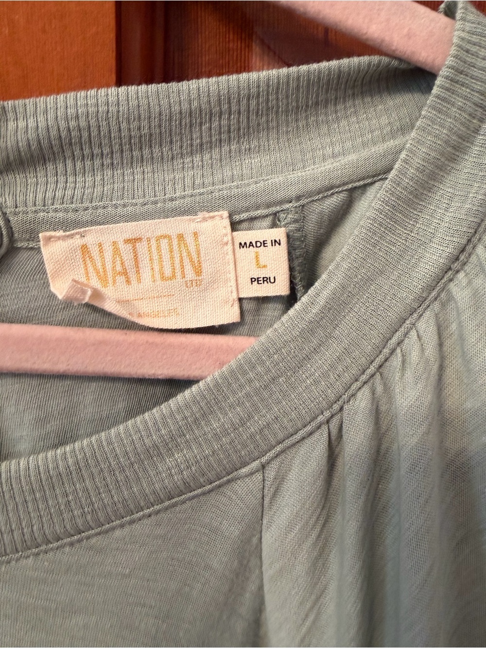 Light Sage Nation Evereve Pima Cotton Flutter Sleeve Women's Top Size Large - Picture 6 of 13